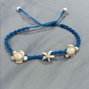 Blue and white turtle bracelet